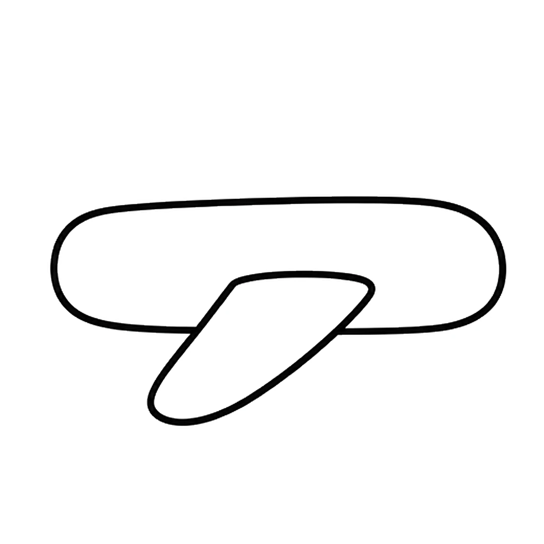A big wing slanting down and back from the middle of the body, with the body line inside the wing erased
