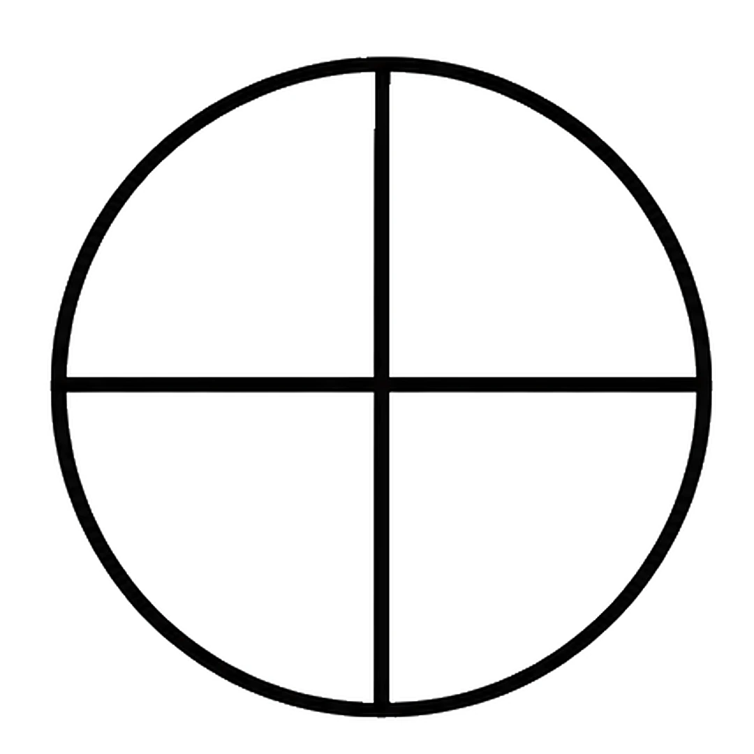 One straight line down the middle of the circle from top to bottom, crossing the first line