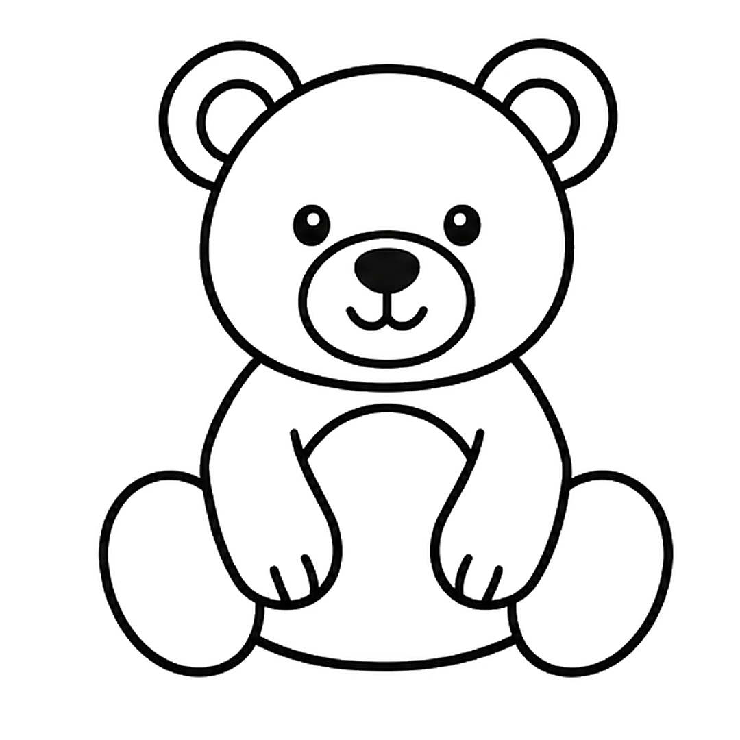 Two arms down the front of the body with two claw lines on each paw, the belly top now showing between them