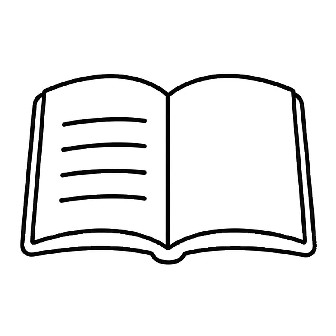 Four short straight text lines on the left page