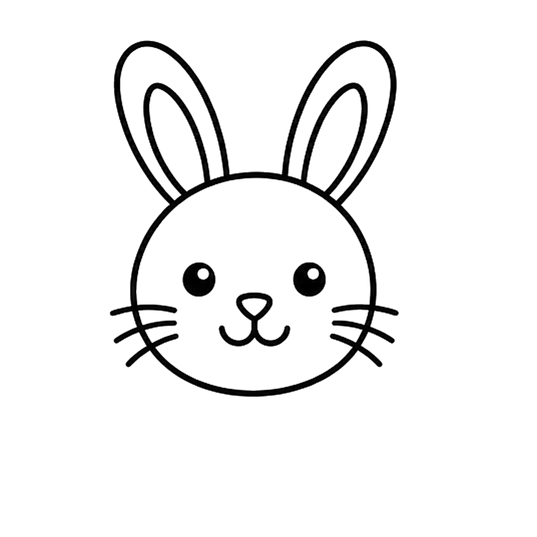 Two round eyes with shine dots, a small triangle nose, a smile and three whiskers on each side