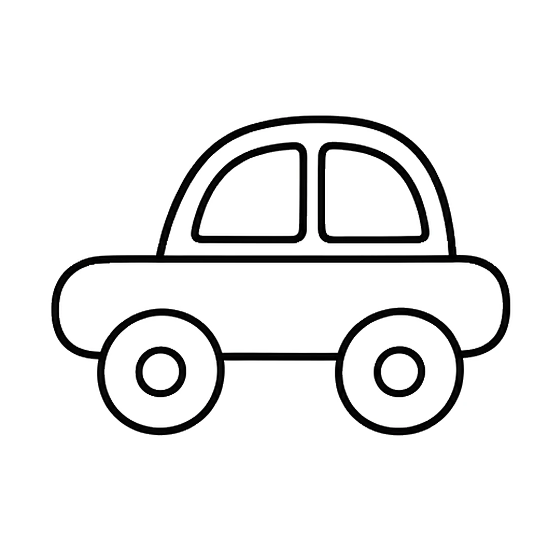 Two big round wheels under the car, each with a small circle in the middle