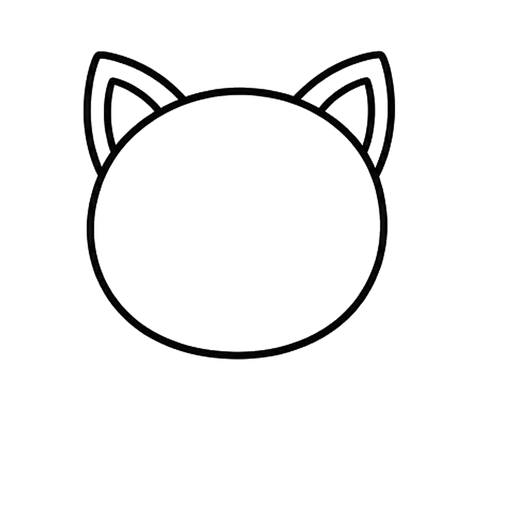 Two pointy triangle ears on top of the head, each with an inner ear line
