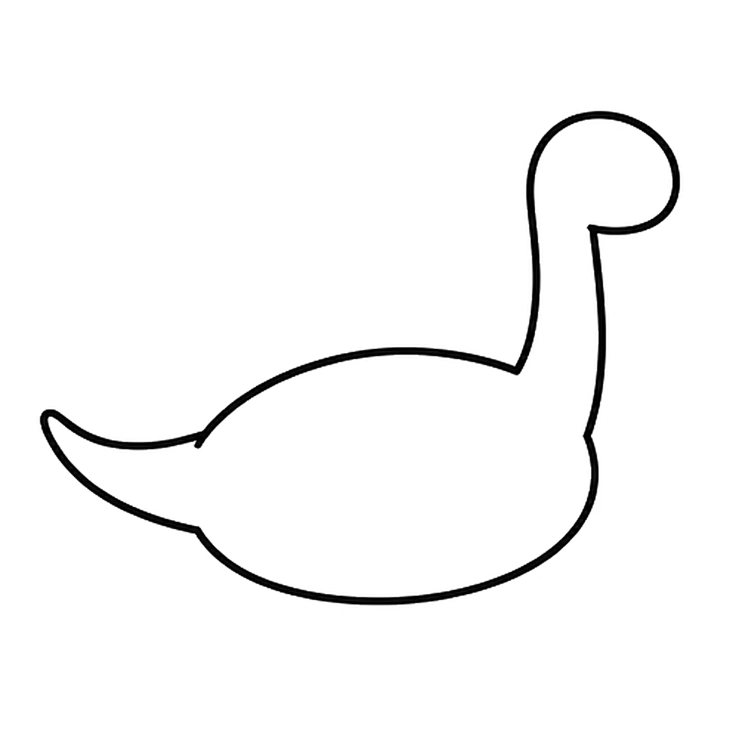 A long pointed tail on the left side of the body, with the body line inside the tail erased