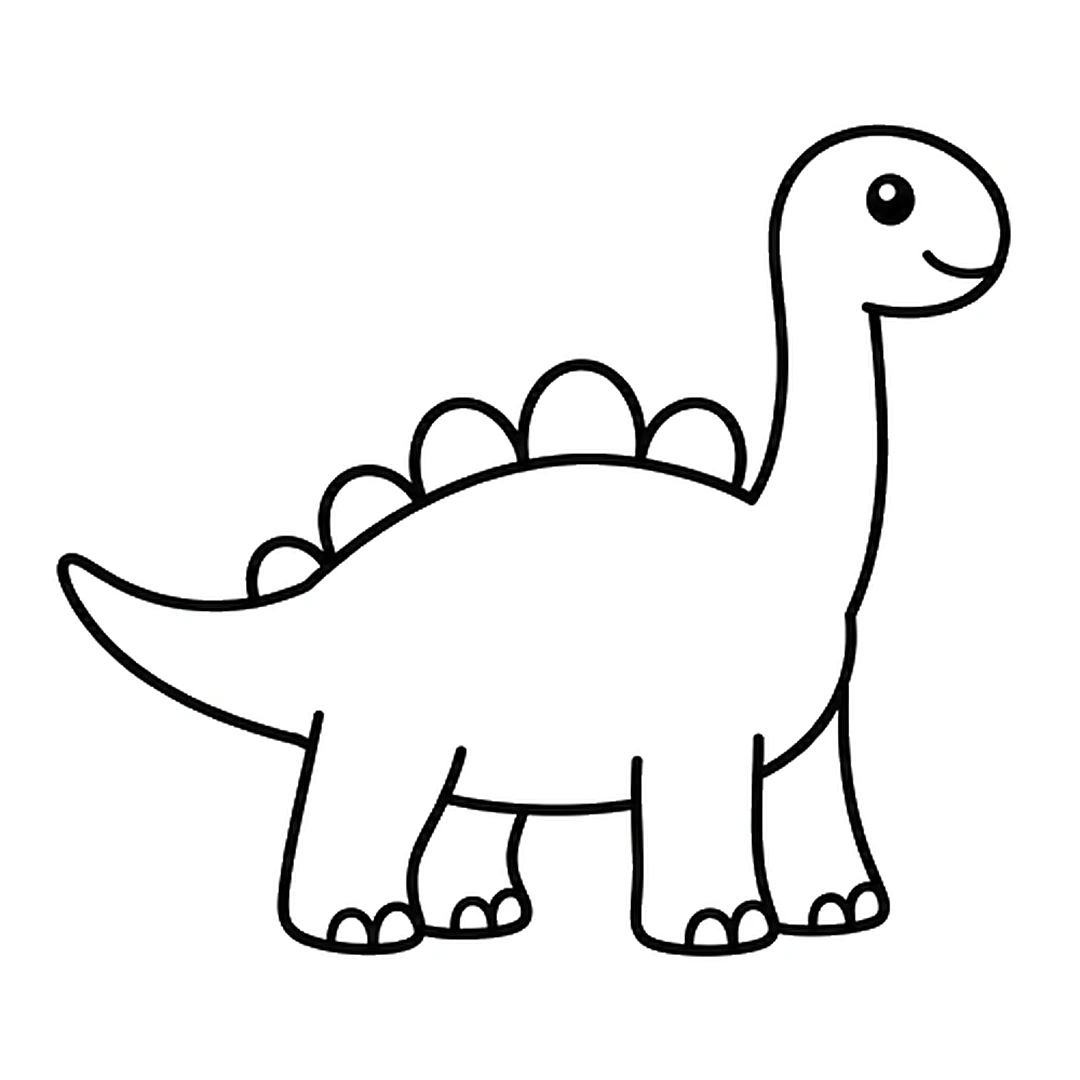 Five round plates along the back, from small near the tail to big in the middle, and a face with an eye and a smile