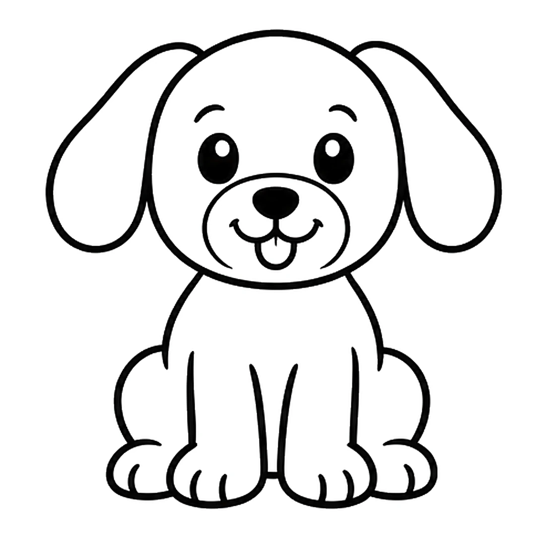 A sitting body under the head with two front legs and two back paws