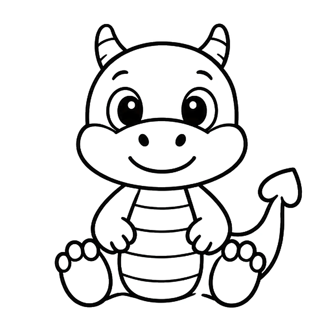 Two short arms on the belly, two round feet with three toes each and a tail with a pointed tip