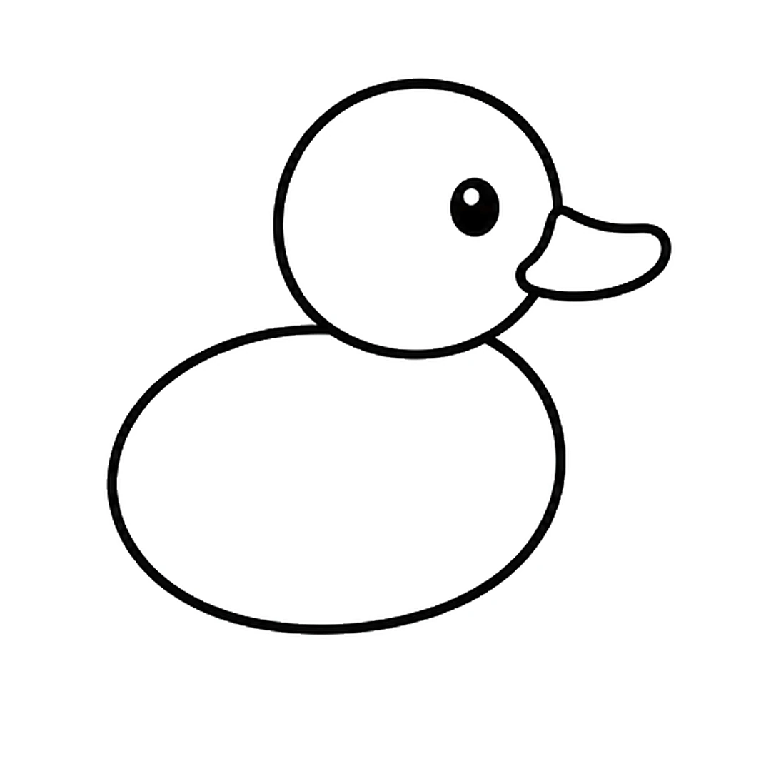 A round eye with a shine dot and a flat rounded beak on the right side of the head