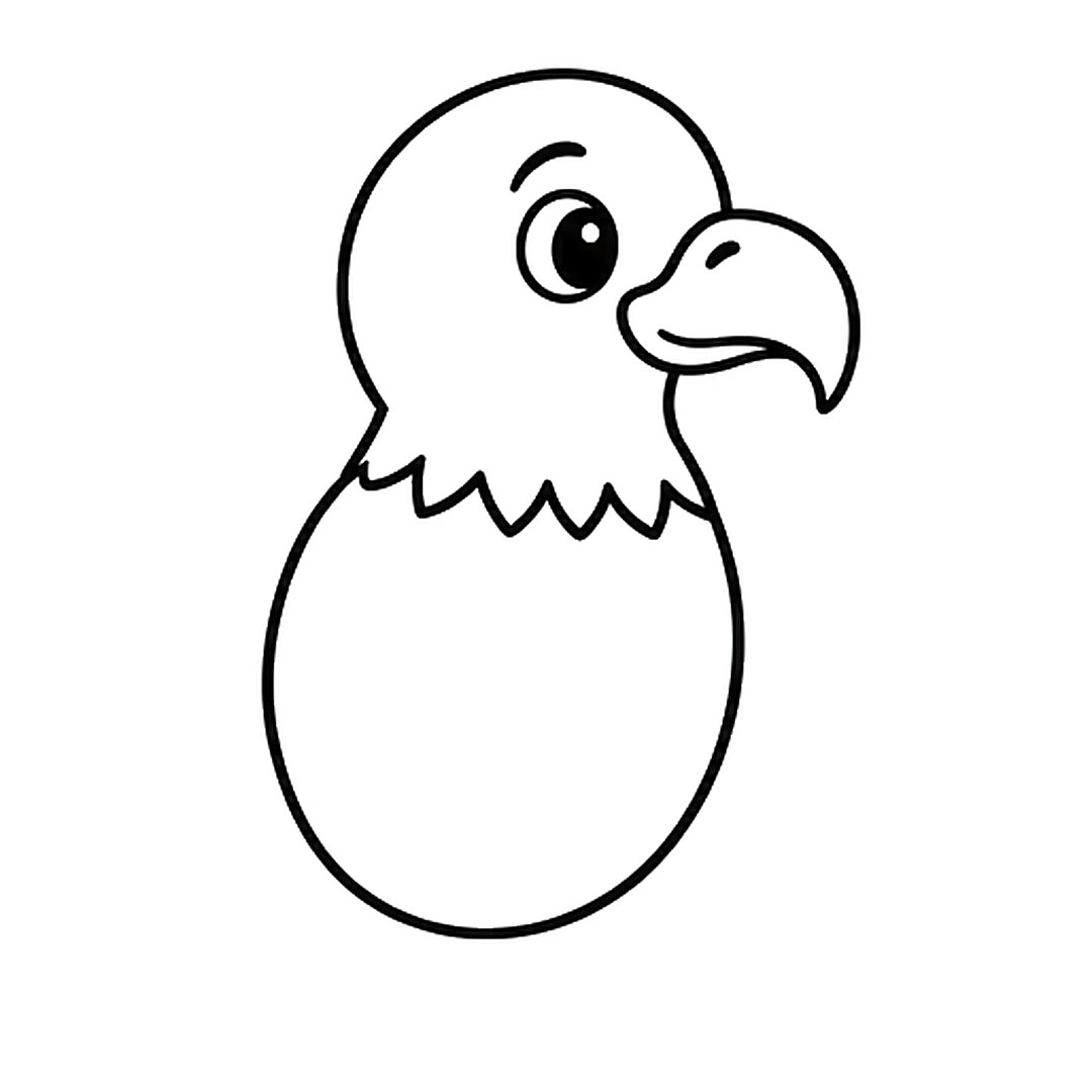 An oval body under the head with a zigzag neck line, and the bottom of the head circle erased