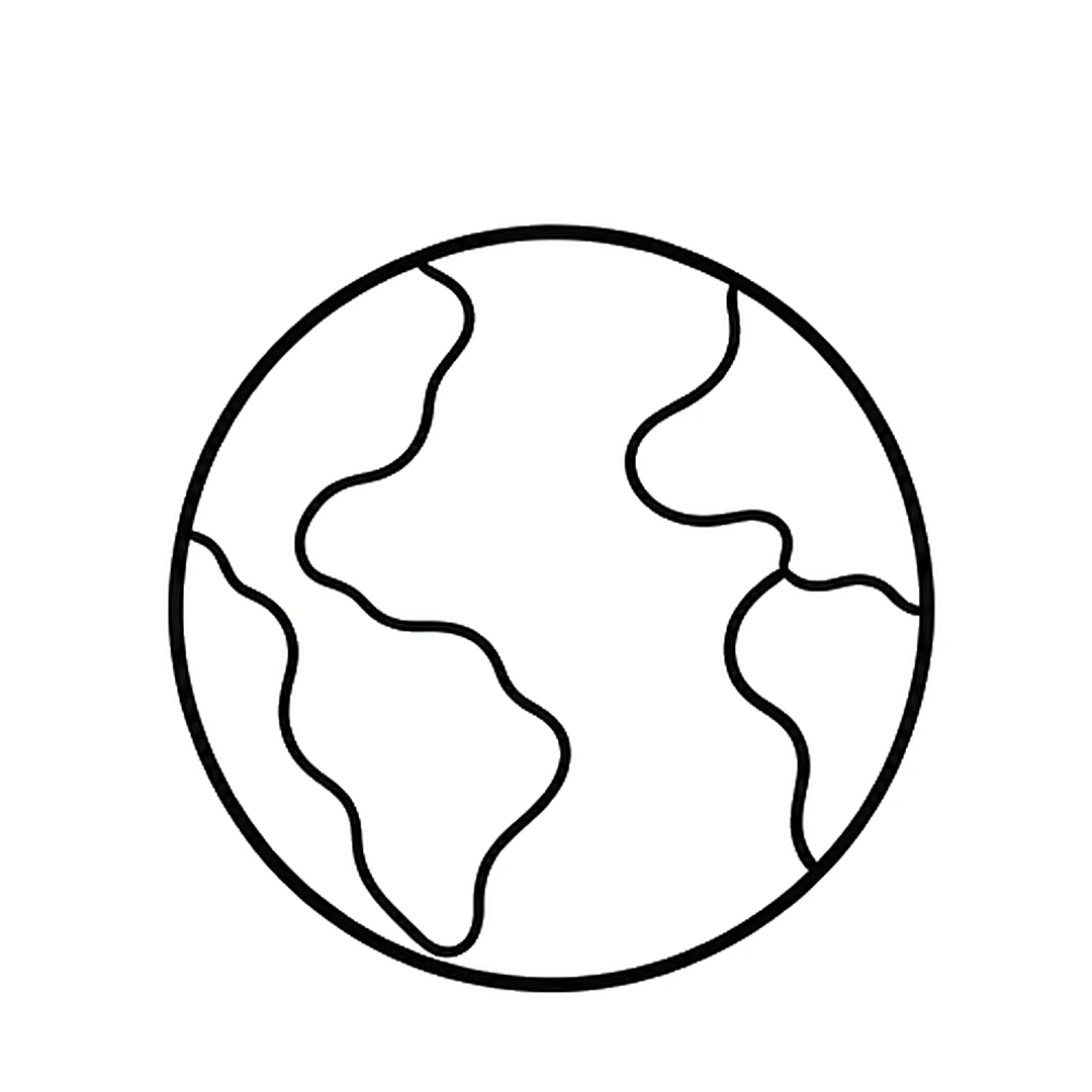 Wavy land shapes inside the circle on the left and right sides