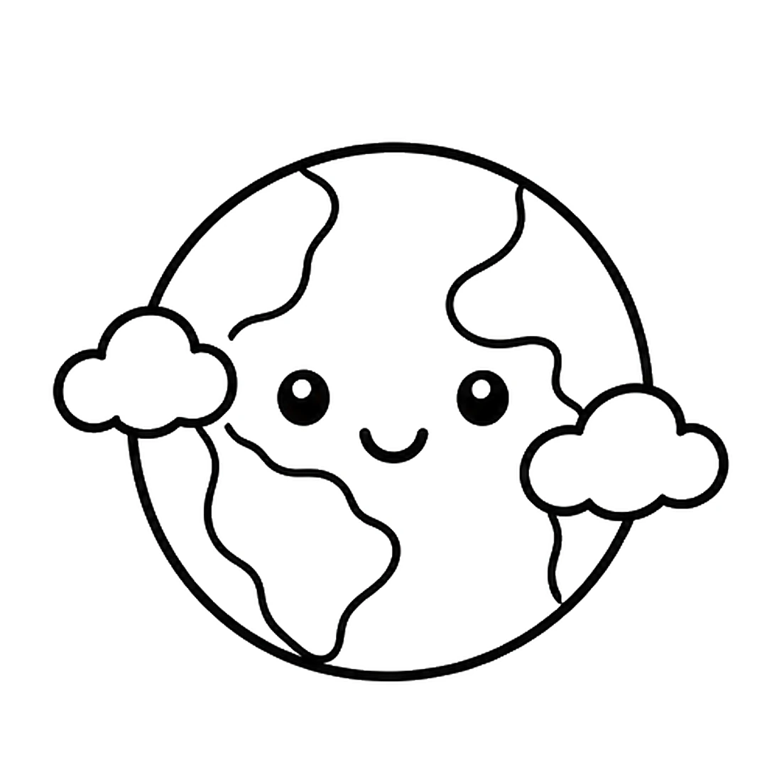 A happy face with two round eyes and a small smile in the middle of Earth