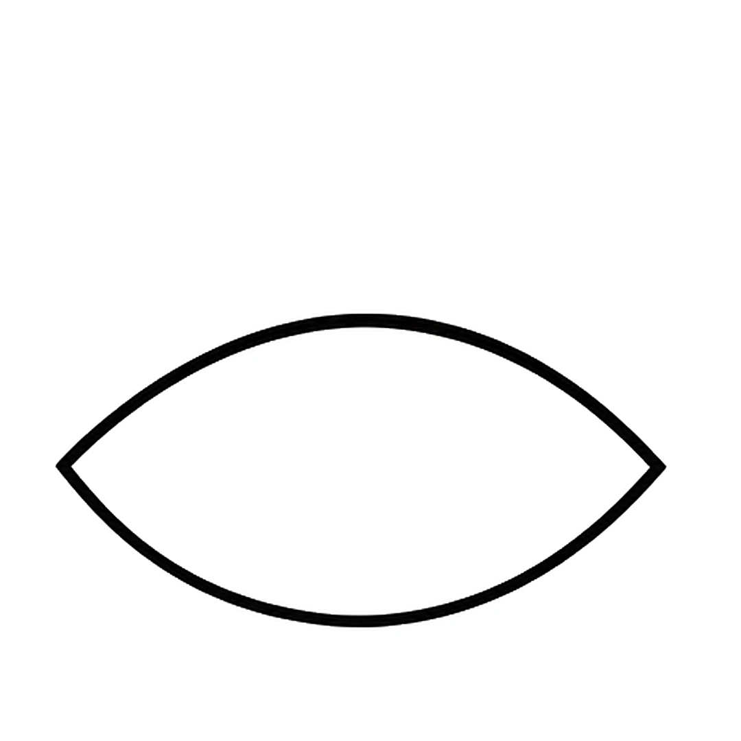 An almond-shaped eye outline, pointed at both ends