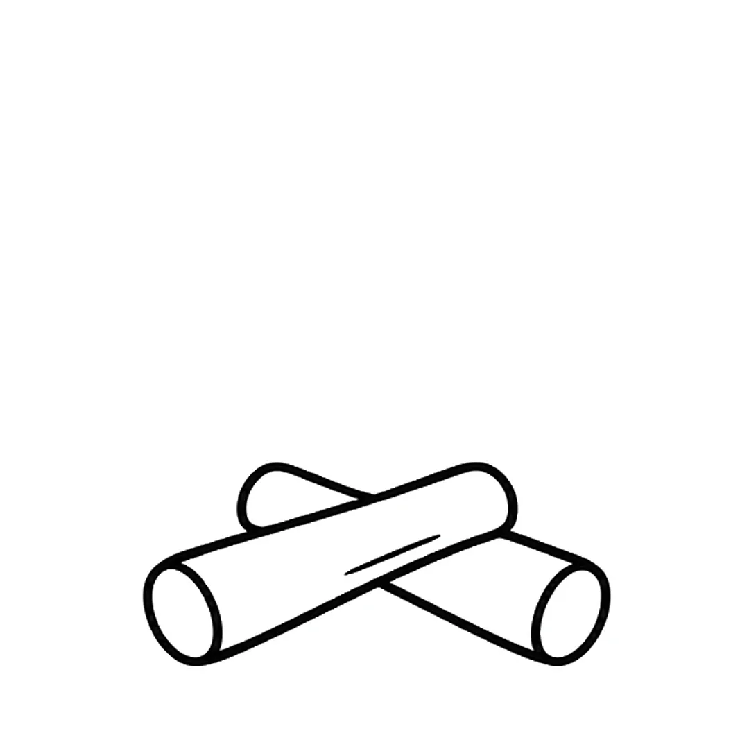 Two logs crossed in an X, each with a round end