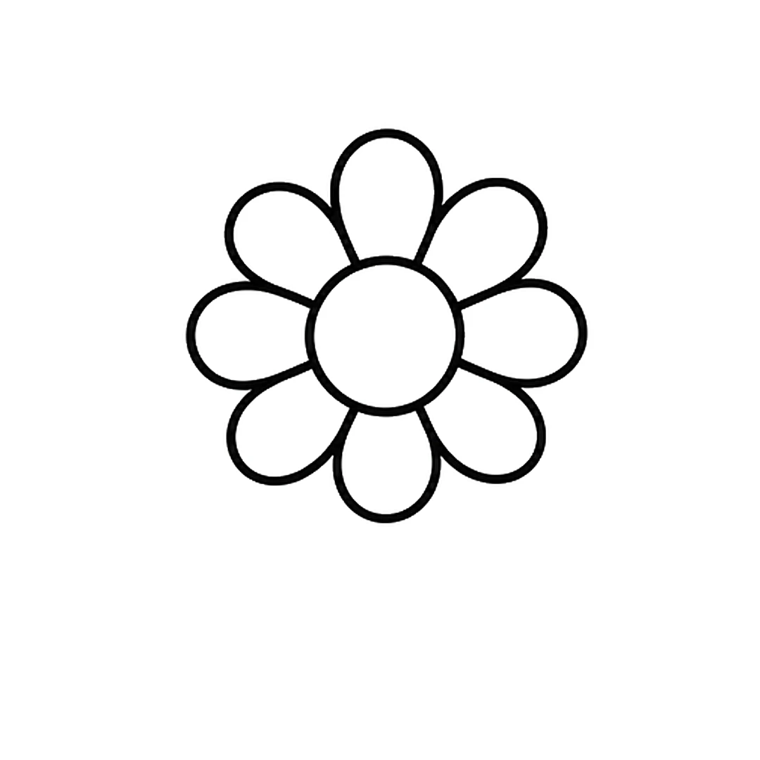 Eight round petals drawn all around the center circle
