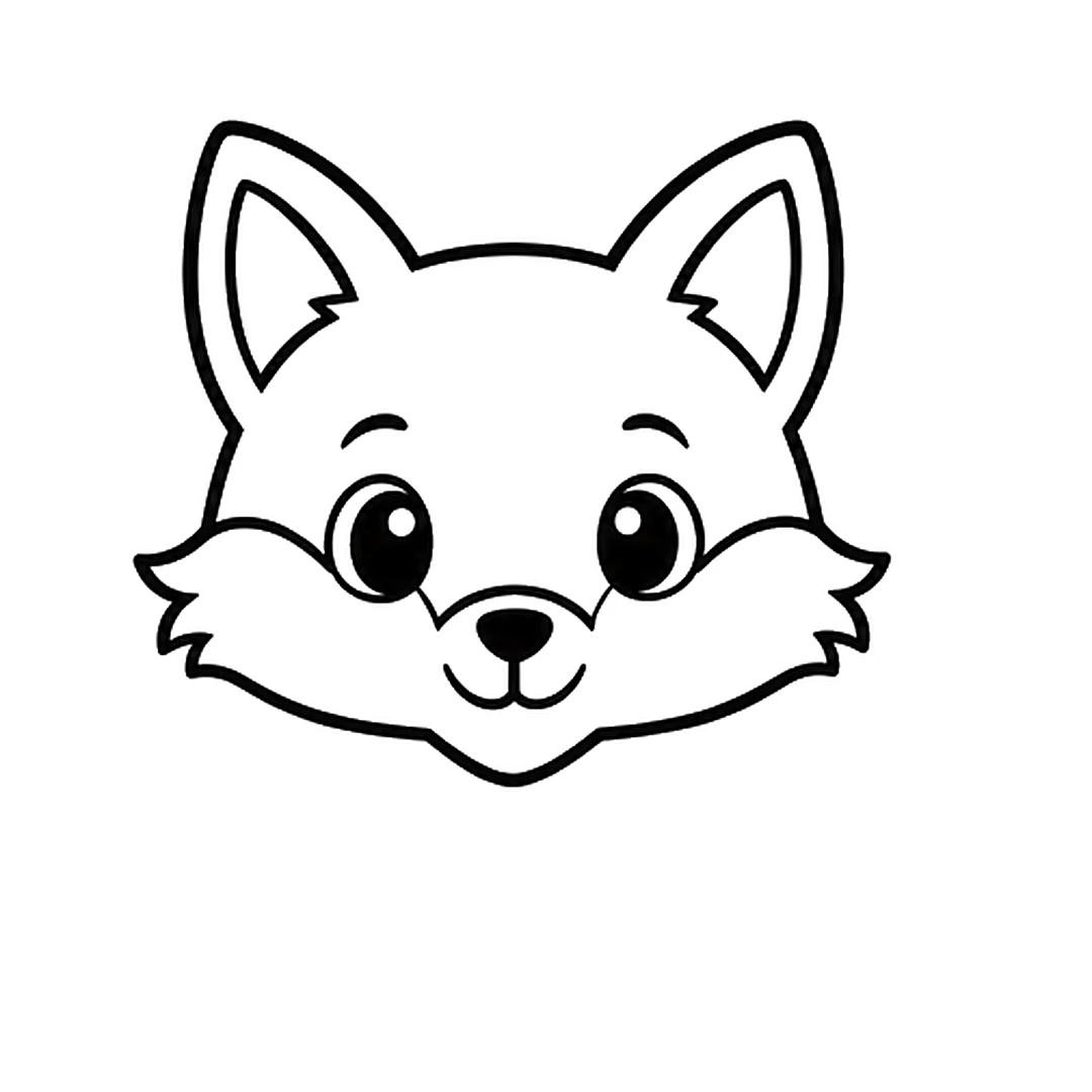 Two big round eyes with shine dots, small eyebrows and two lines from the eyes to the nose