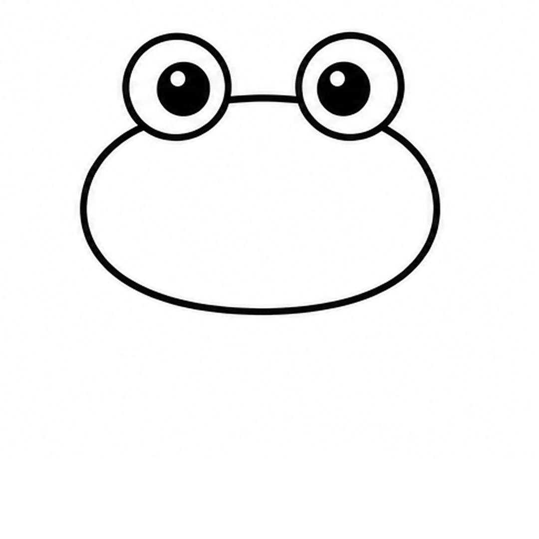 Two big round eyes on top of the head, each with a black pupil and a shine dot