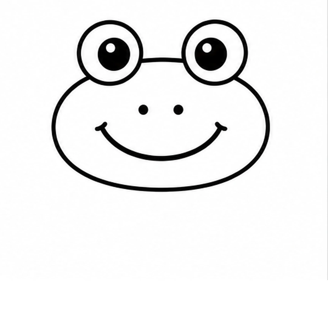 Two small nostril dots and a wide smile on the frog's face