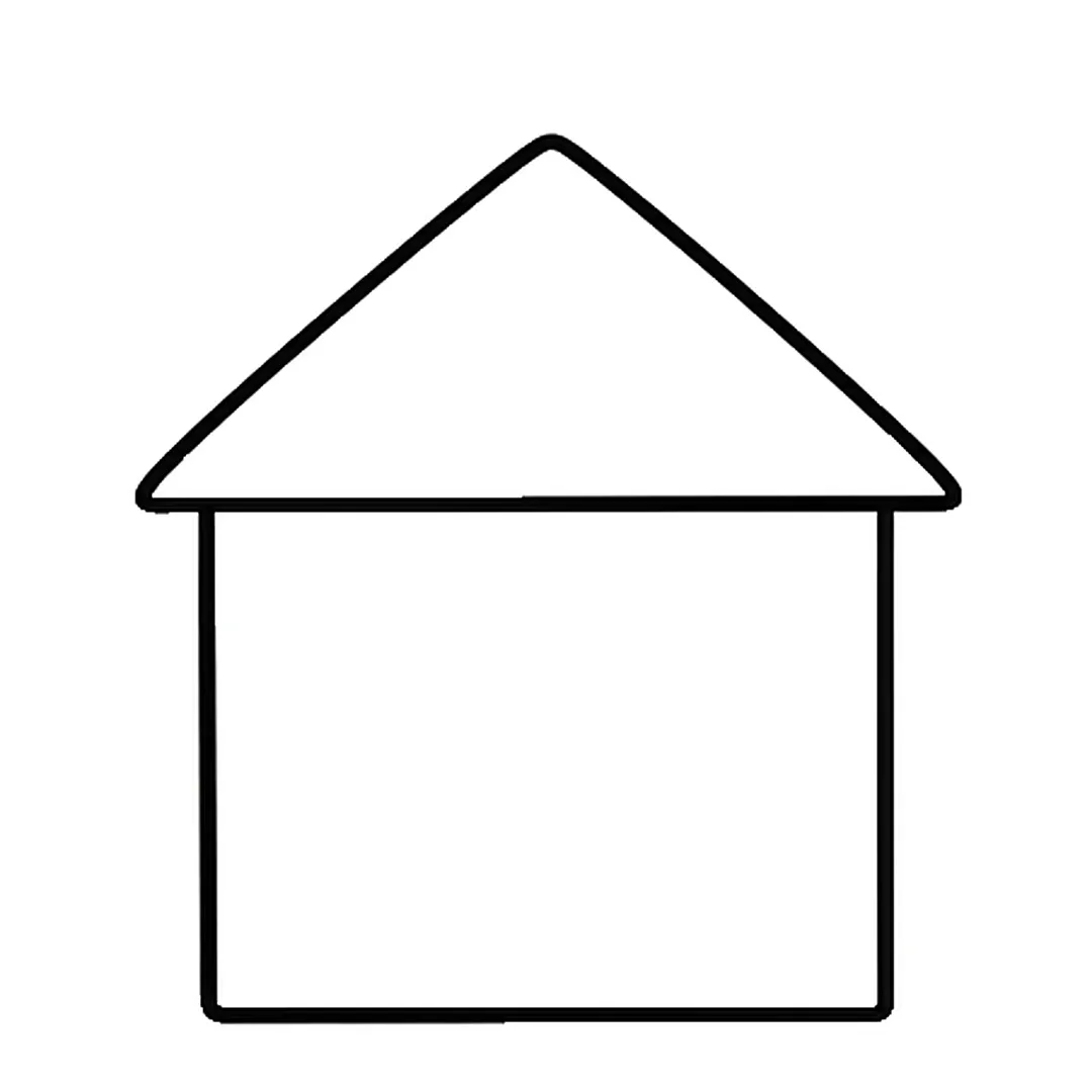 A square house shape with a triangle roof on top