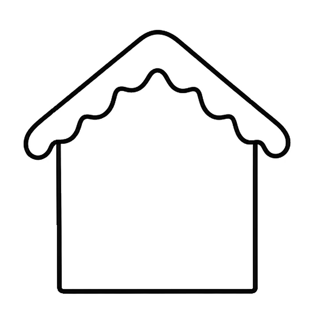 A thick band of bumpy icing along both roof edges, with the straight line under the roof erased
