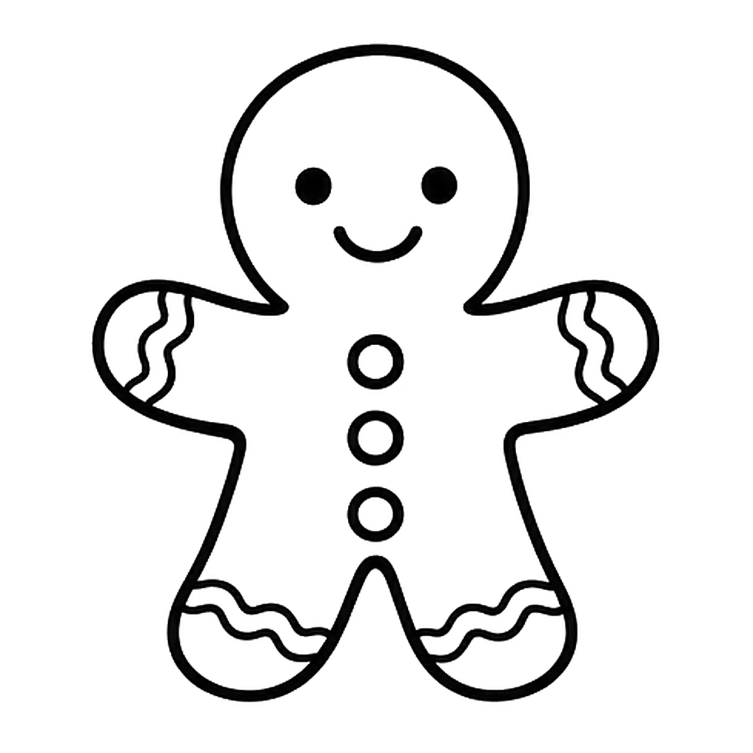 Wavy icing lines across the ends of both arms and both legs