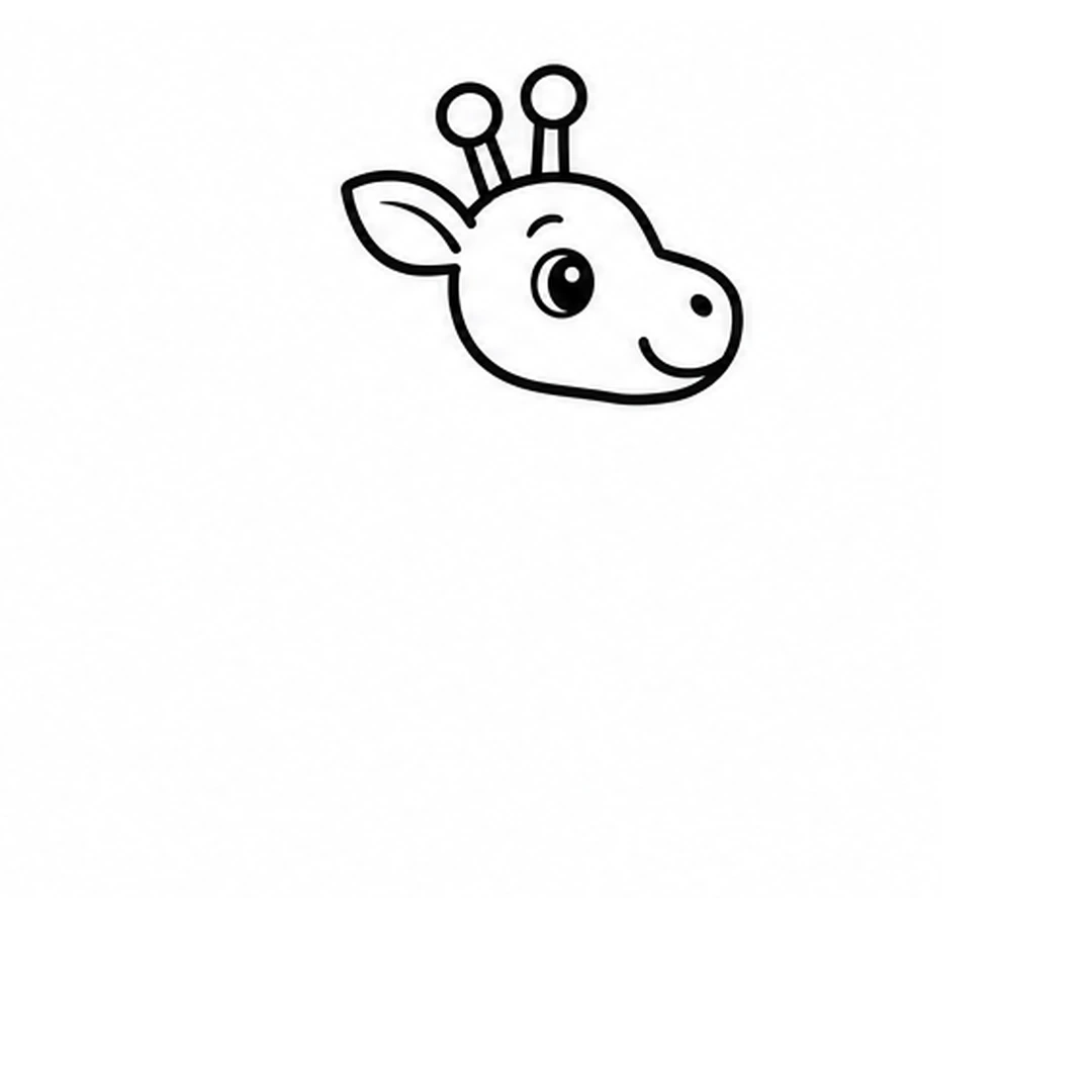 A round eye with a shine dot and a brow line, a nostril and a smile on the snout