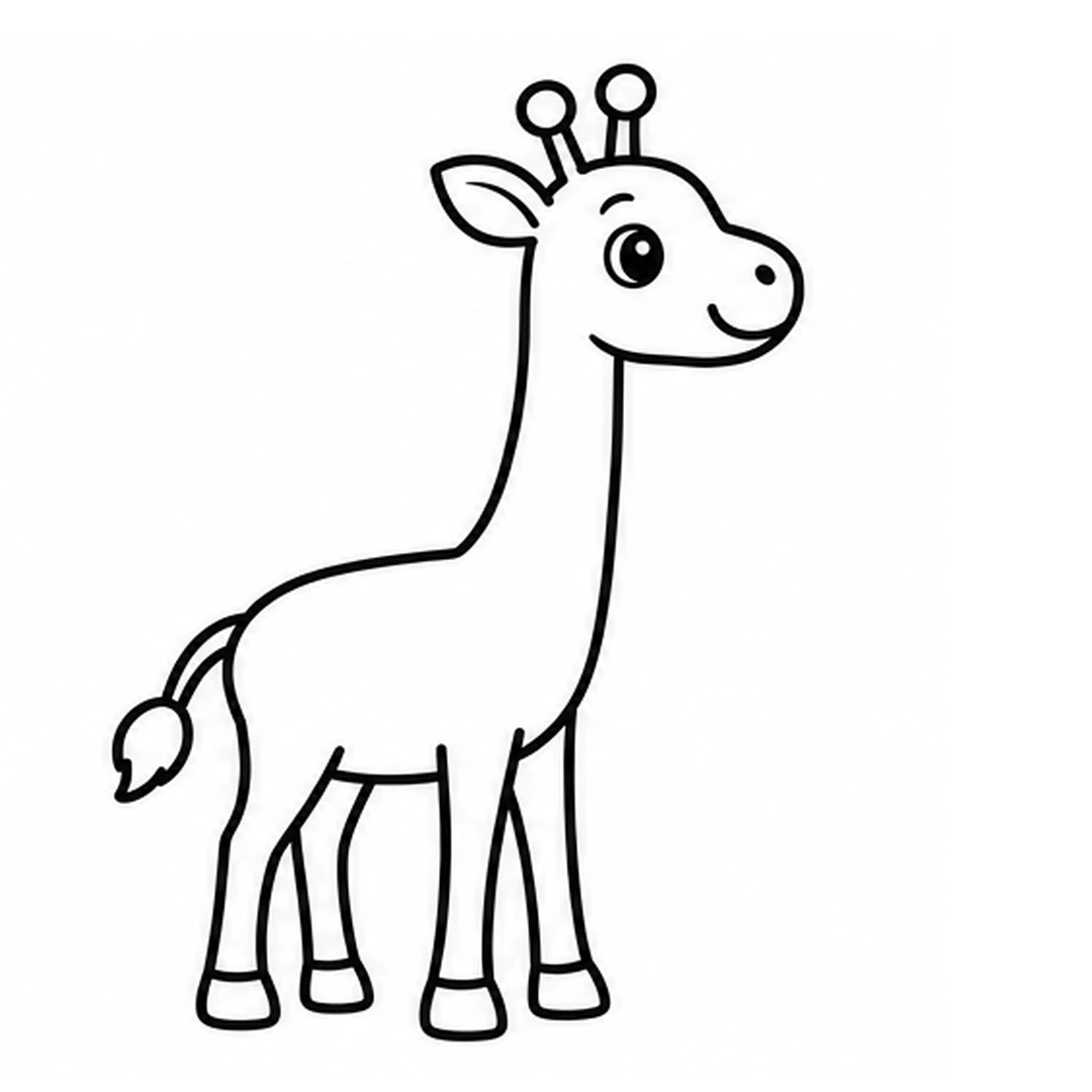 Four thin legs with hooves and a tufted tail on the left, with the old round body line erased across the leg tops