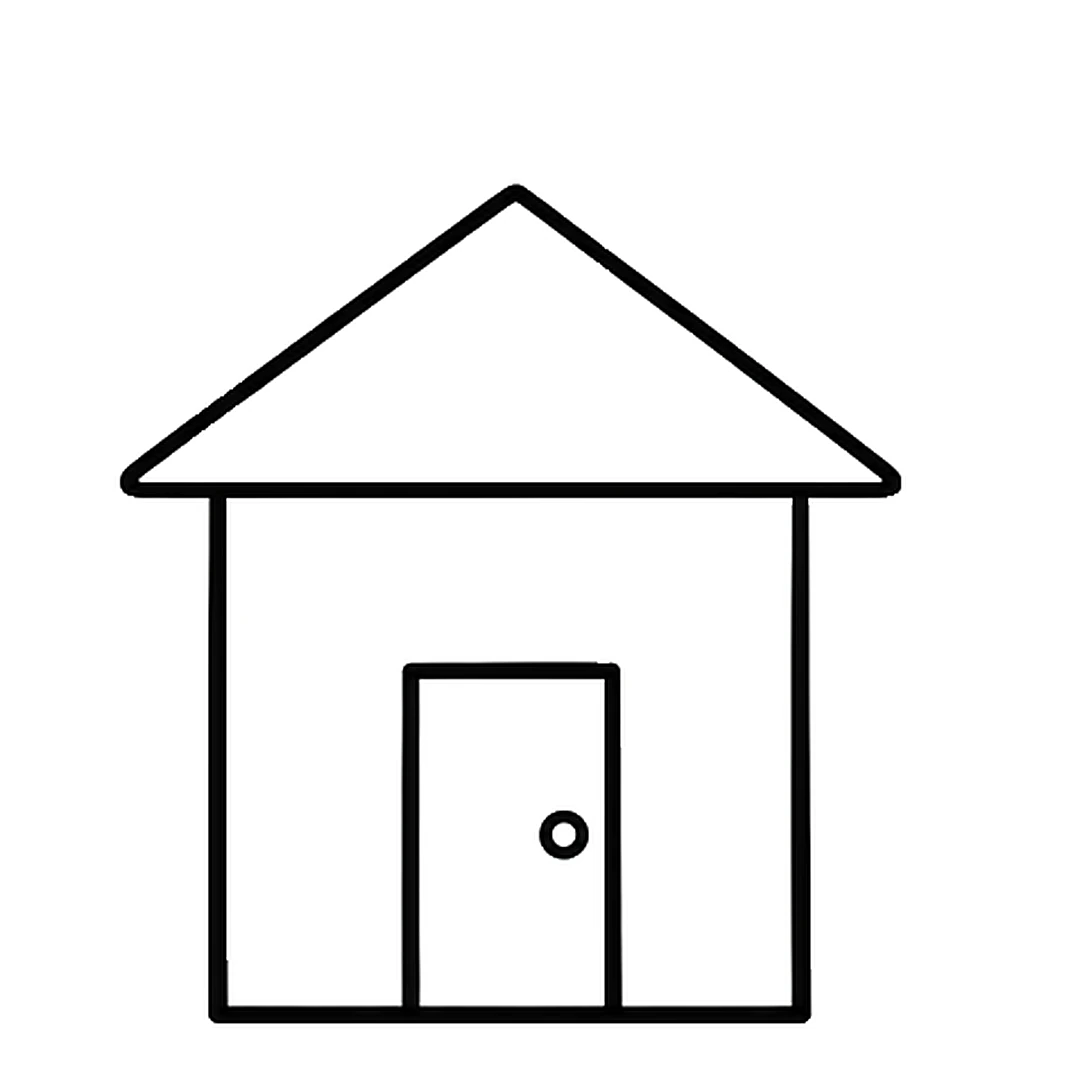 A tall door in the bottom middle of the house with a small round knob