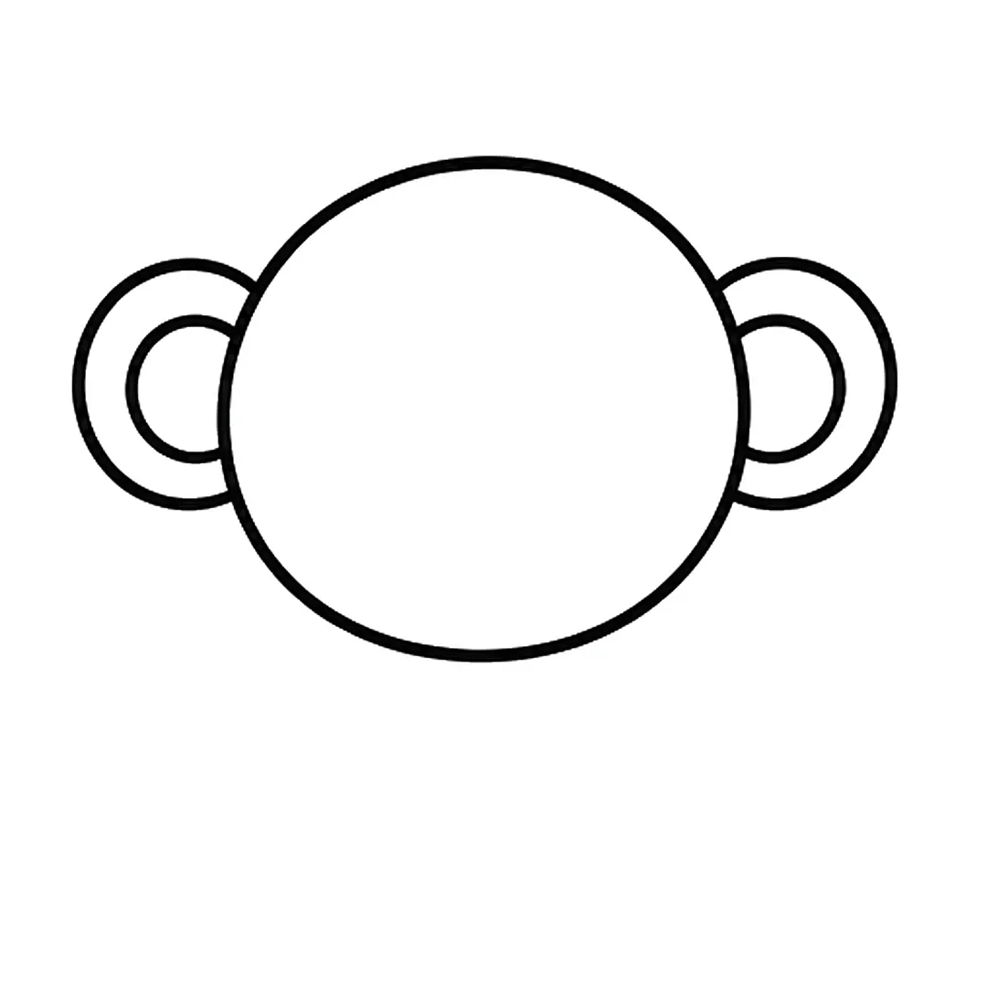 A big round head with a round ear on each side, each ear with a smaller circle inside