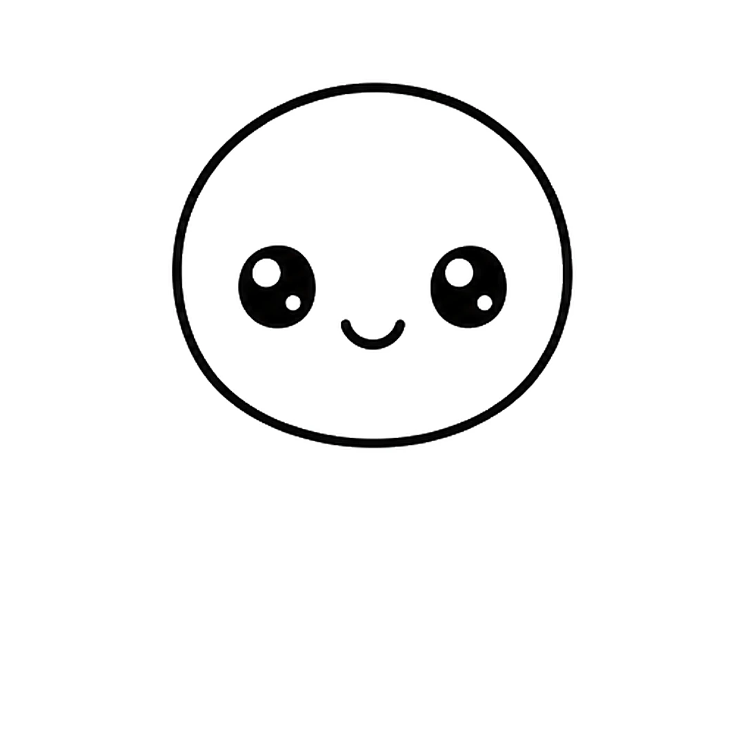 Two big round eyes with two shine dots each and a small smile
