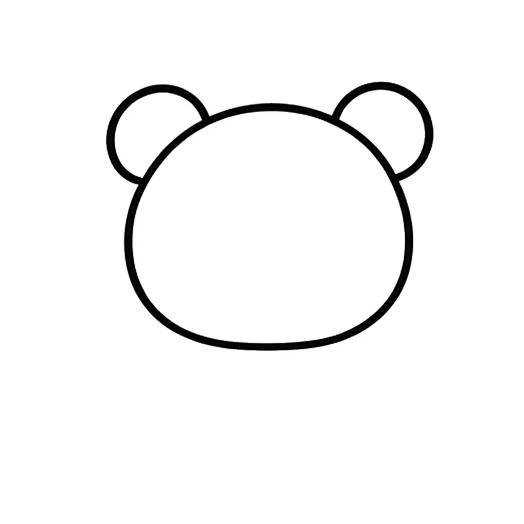 A wide round head with two round ears on top