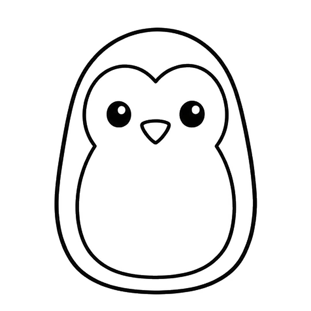 Two round eyes with white shine dots and a small triangle beak