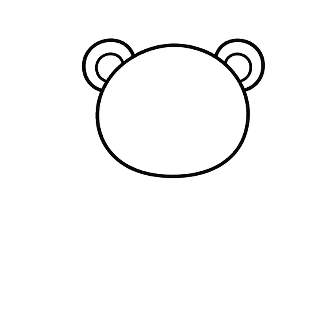 A round head with two round ears, each with a smaller circle inside