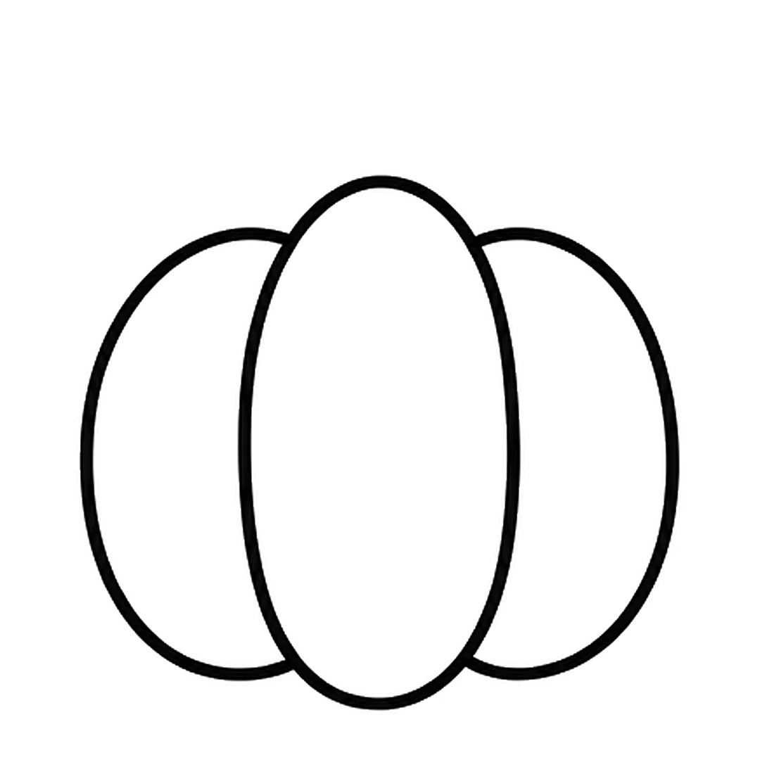One wide rounded section added on each side, tucked behind the middle oval