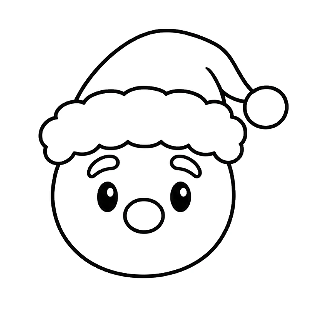 Santa's face with two round eyes, curved eyebrows and a round nose