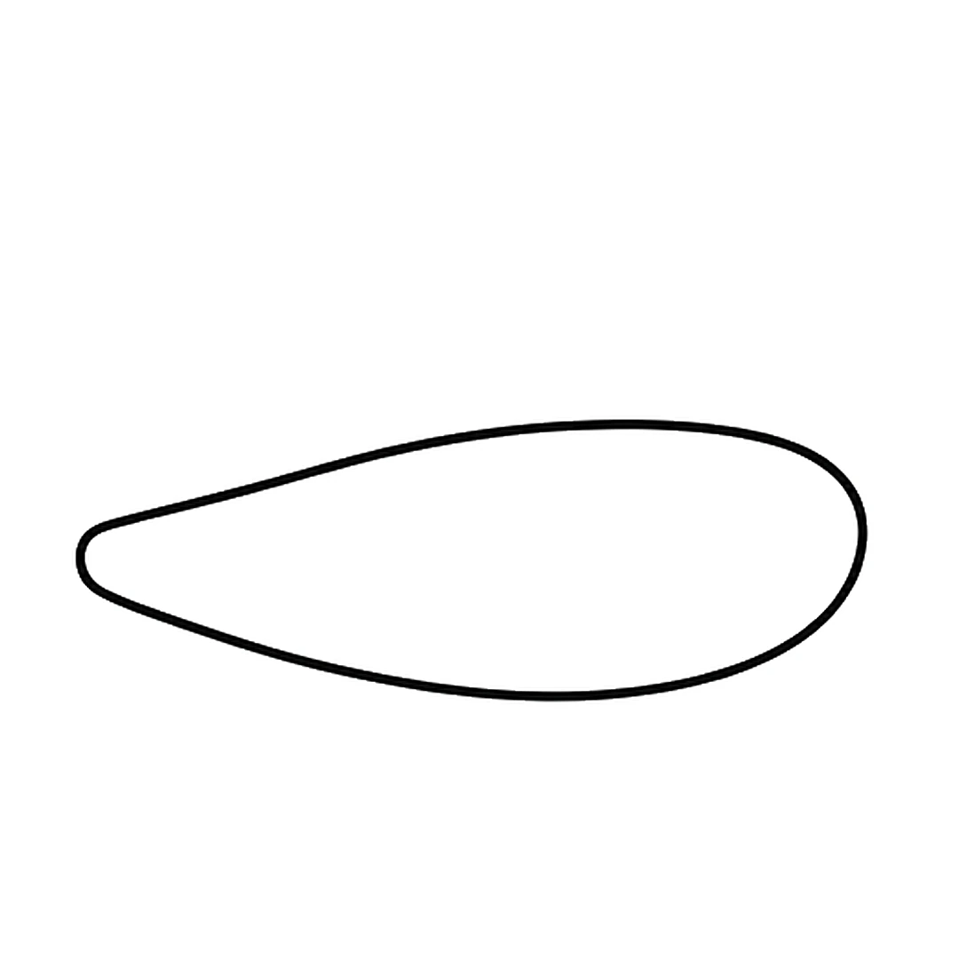 A long body shape, round and wide at the right end and thin at the left end