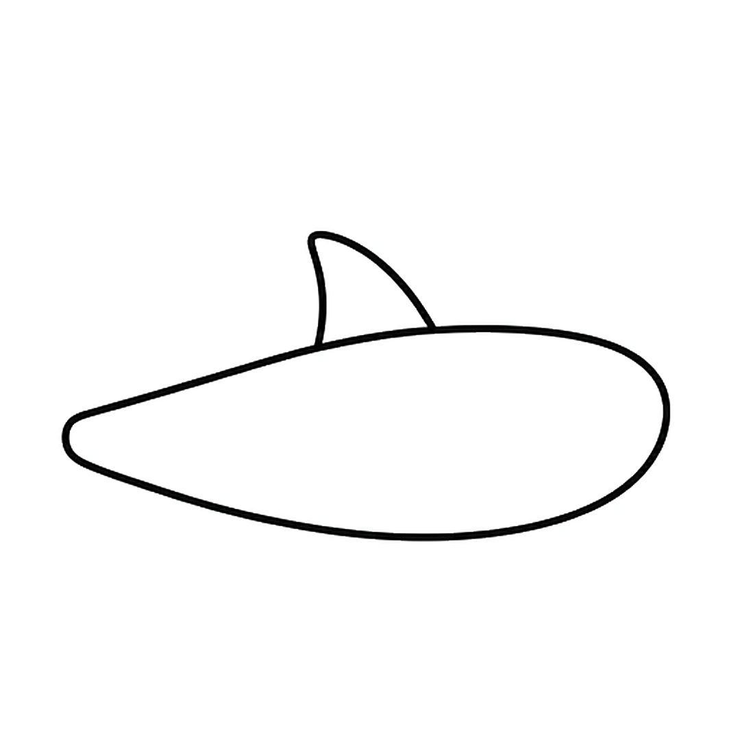 A curved, pointed fin on top of the body