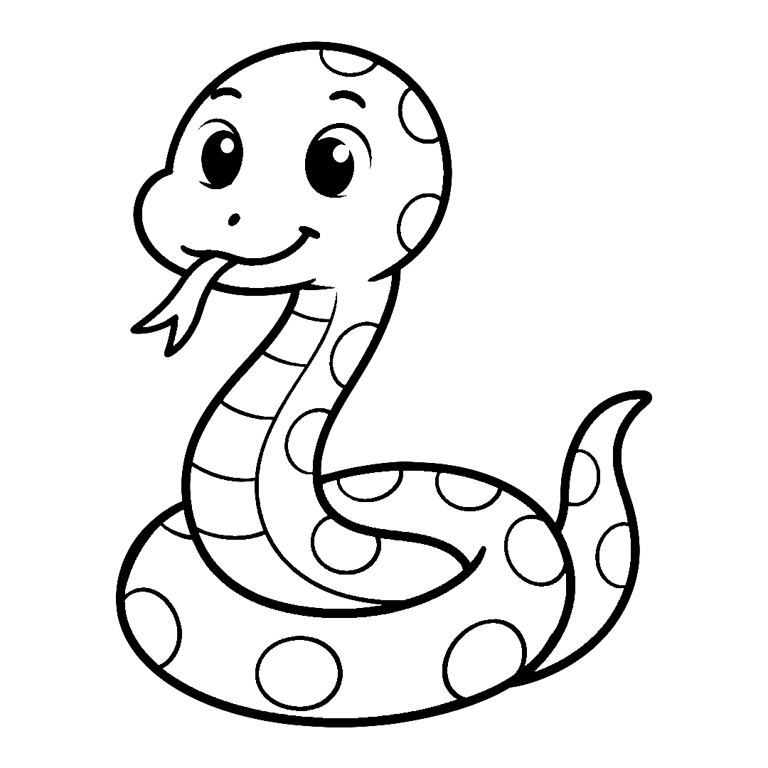 Round spots on the head, back, coil and tail, a belly stripe with lines down the front of the neck and a nostril dot