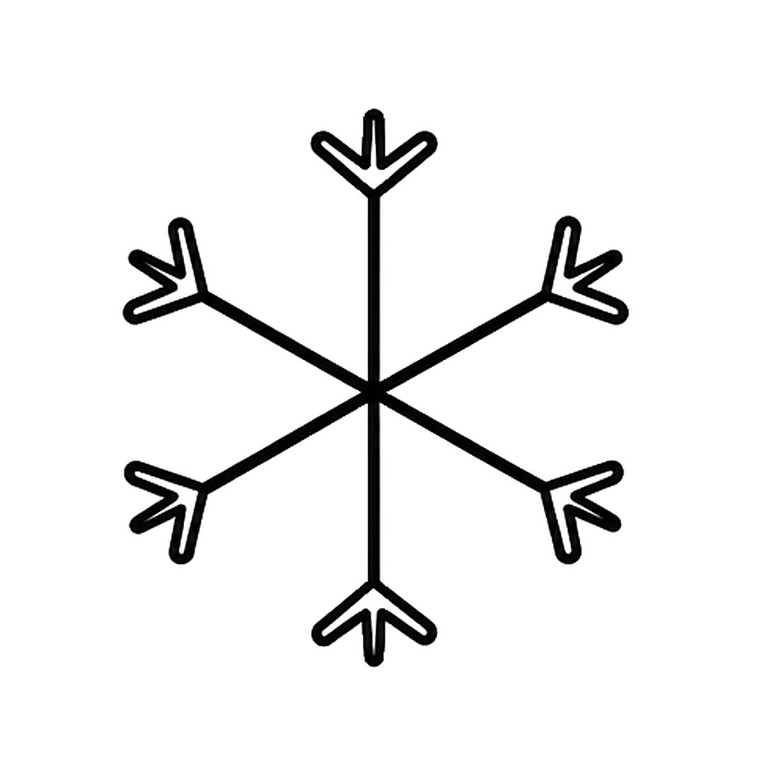 A small V-shaped branch added near the tip of each of the six arms