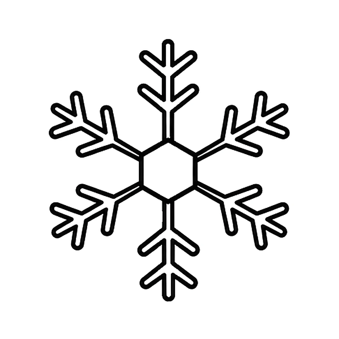 A small six-sided hexagon drawn around the center of the snowflake