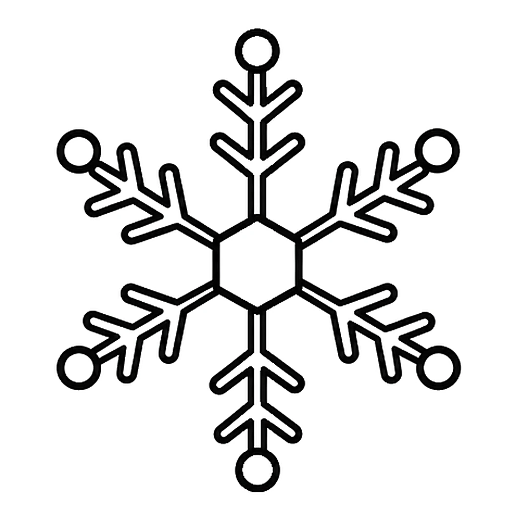 A small round circle added at the end of each of the six arms