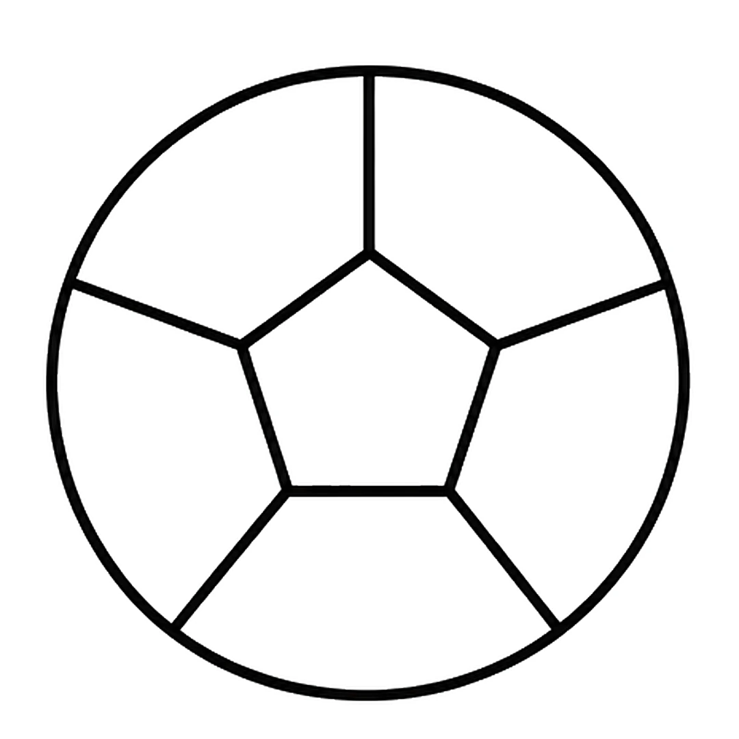 Five straight lines going out from the pentagon corners to the edge of the circle