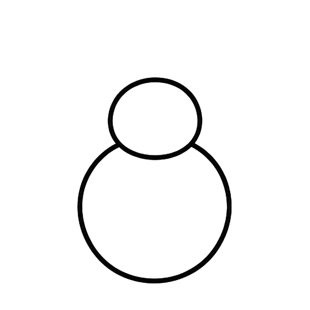 A smaller round head on top of the body, with the body line inside the head erased