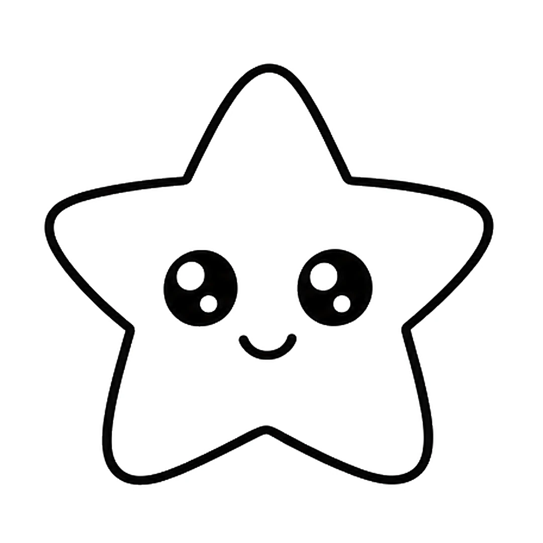 A small curved smile between and below the eyes