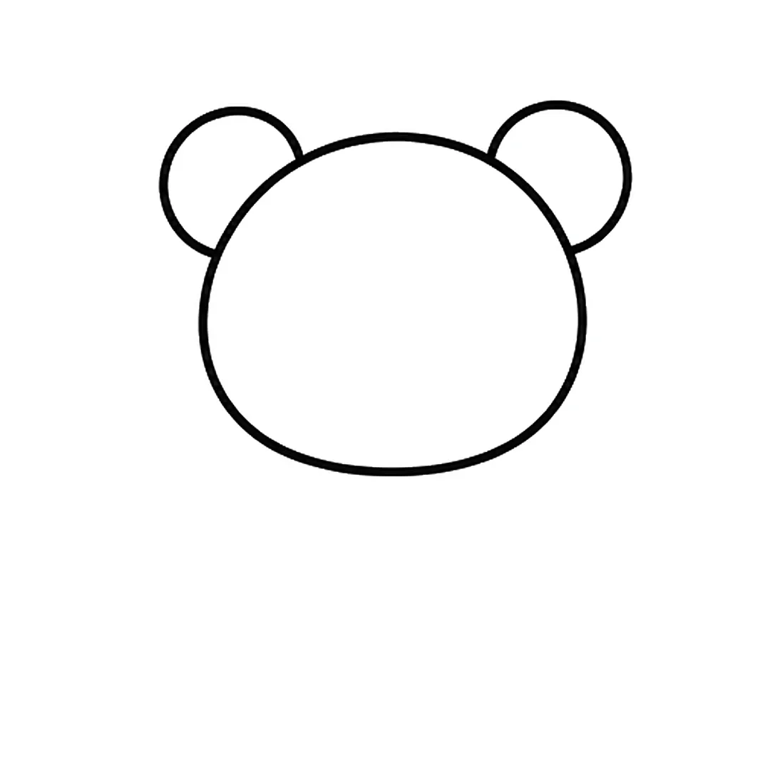 A wide round head with two round ears on top