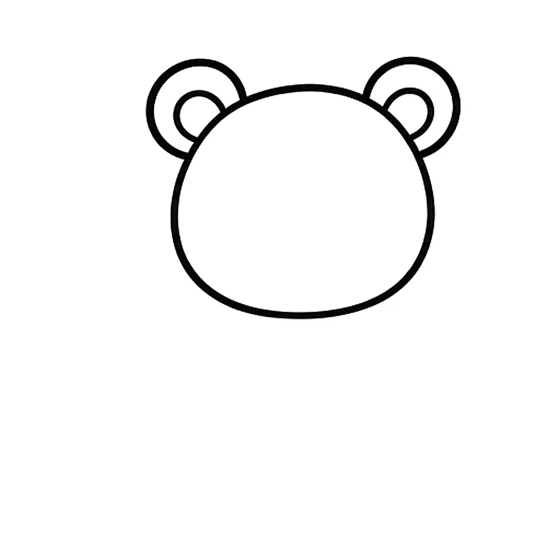 A round head with two round ears, each with a smaller circle inside