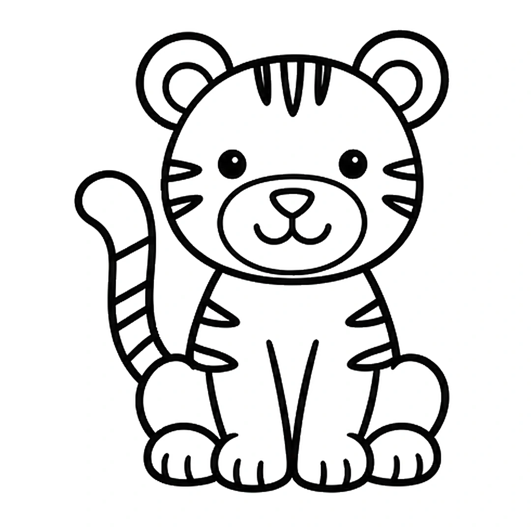 Stripes on the forehead, on each cheek, on both sides of the body and more on the tail