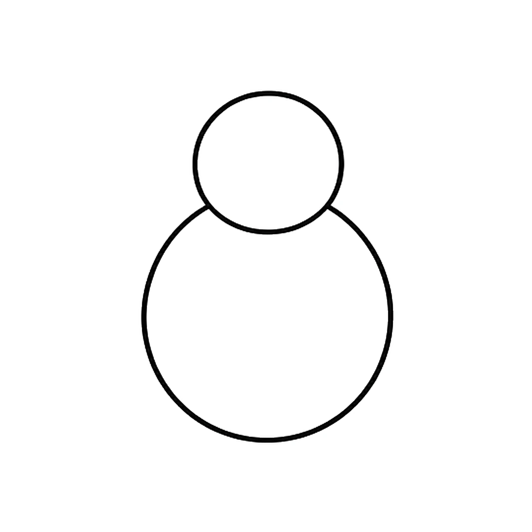A big circle for the body with a smaller circle on top for the head