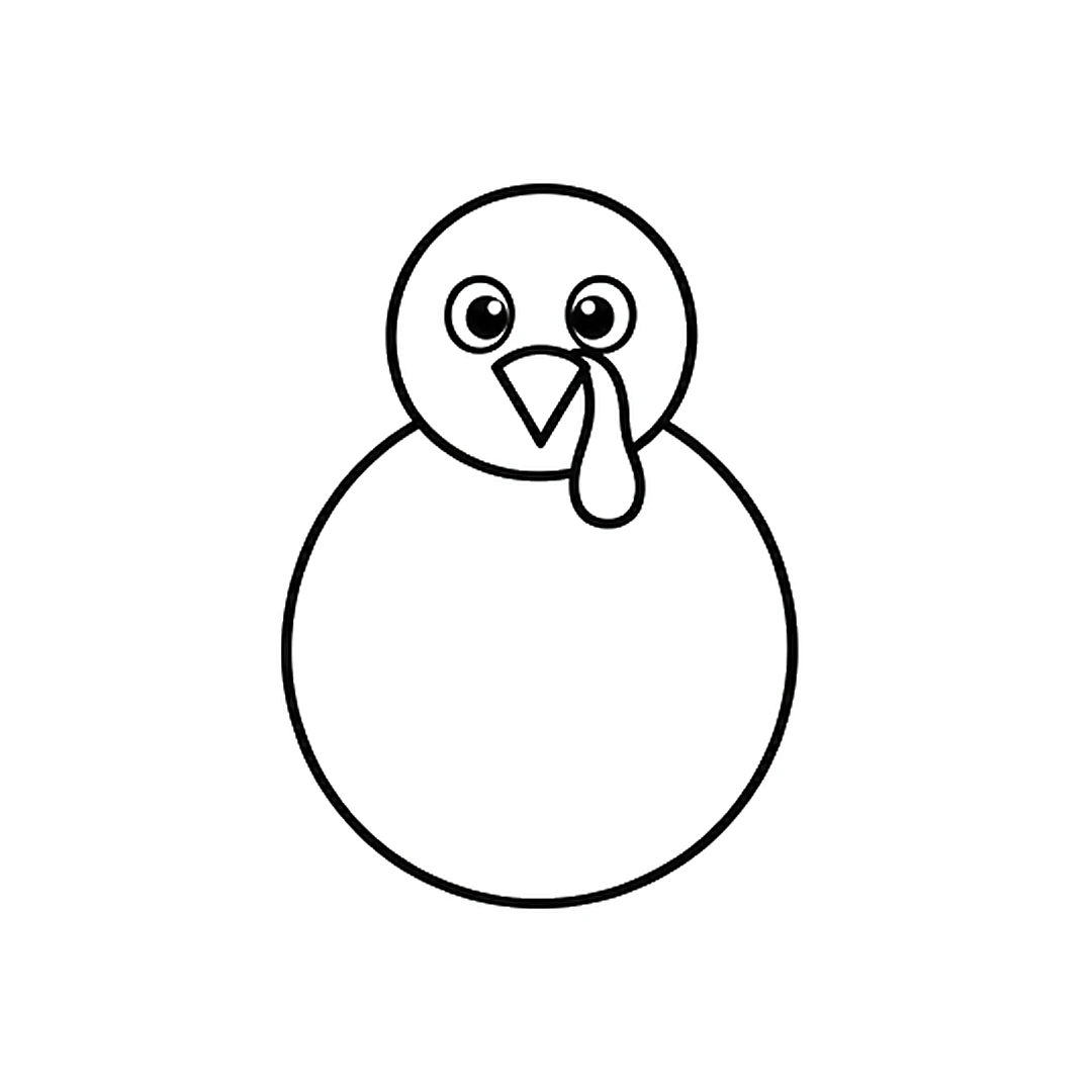 Turkey head with two round eyes, a triangle beak and a floppy snood