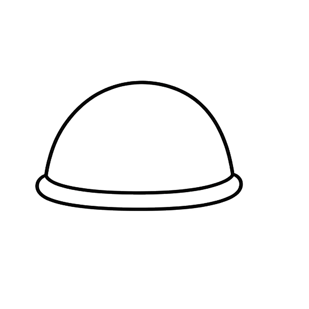 A long flat rim with rounded ends under the dome