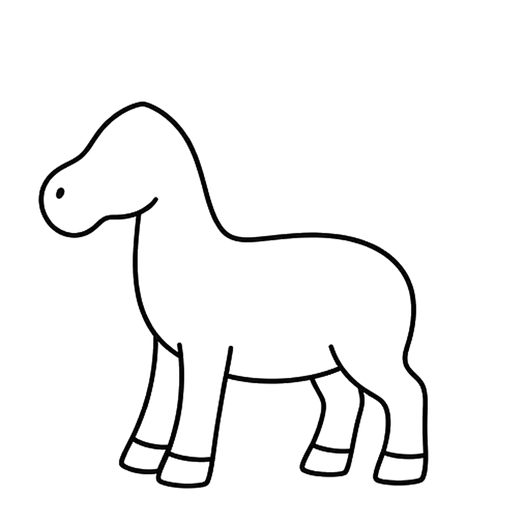Four legs under the body, each with a hoof line at the bottom. The two back legs bend a little.